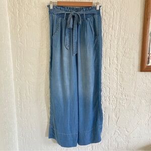 Knox Rose Blue Chambray Wide Leg Pants Size Small